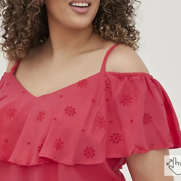 🆕️ MAGENTA SHOULDER RUFFLE TANK - CHALLIS - Picture 4 of 5